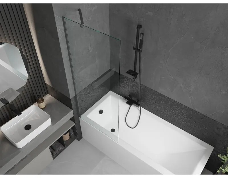 Mexen Next, 1-krídlová vaňová zástena 70 x 150 cm, 6mm číre sklo, grafitová, 895-070-000-00-00-95