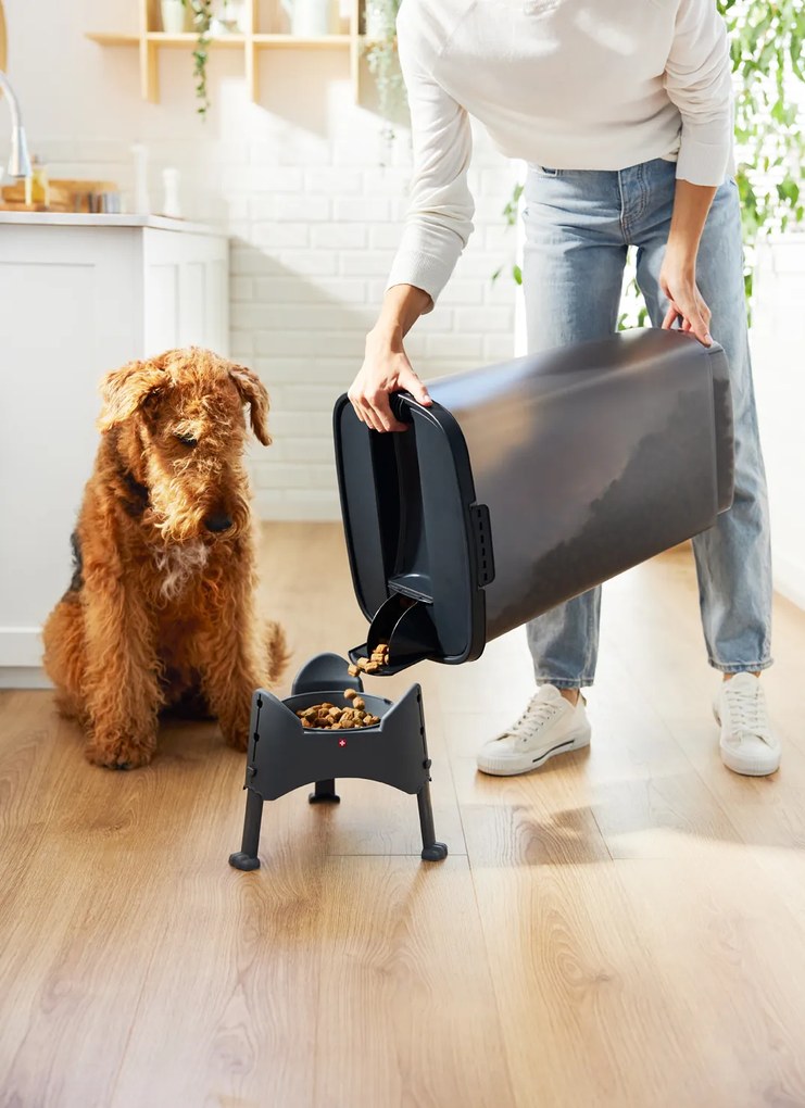 Rotho Výškovo nastaviteľná miska pre psy a mačky, 1l SAMMY - antracit