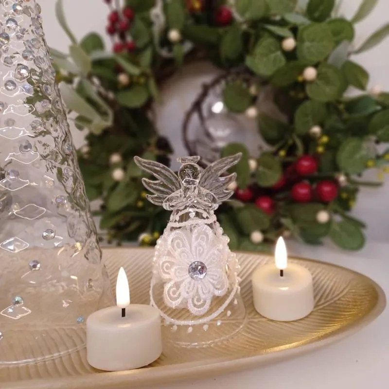 DECOLED Sklenený anjel, 7 x 11 cm