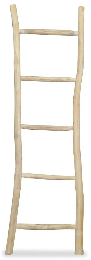 vidaXL Vešiak na uteráky, rebrík s 5 priečkami, teakové drevo, 45x150 cm, prírodná