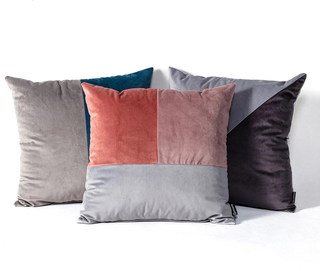 Patchwork štvorcový vankúš ružová sivá lila
