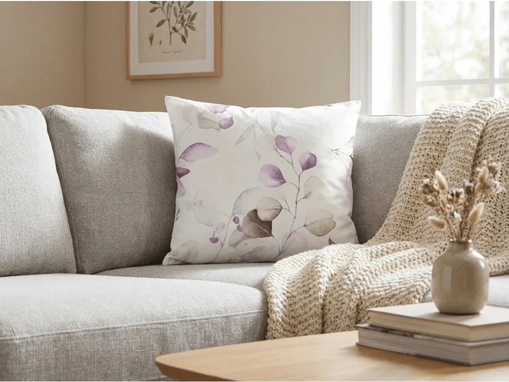 Sada 2 ks dekoračných obliečok na vankúš z mikrovlákna FLORANY 45x45 cm, biela