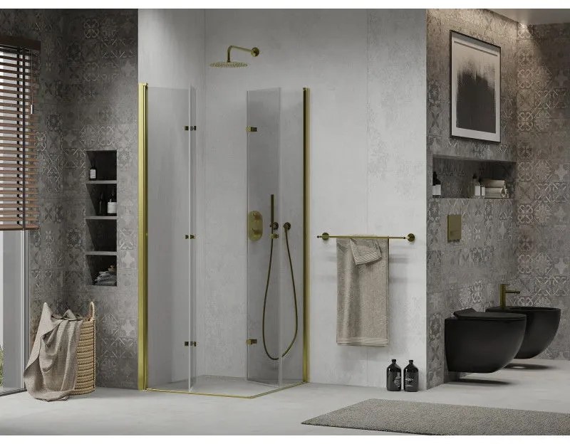 Mexen Lima Duo sprchovací kút 70 x 70 cm, 6mm sklo, číre sklo / zlatý profil, 856-070-070-50-00-02