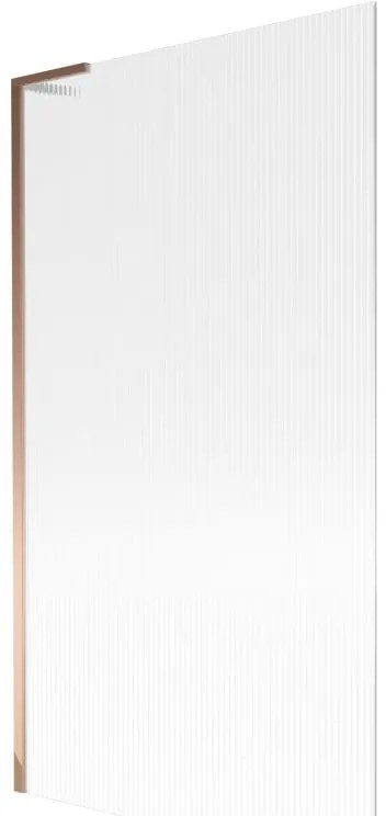 Mexen Next L, 1-krídlová vaňová zástena 100 x 150 cm, 6mm sklo s rebrovým vzorom, ružové zlato profil, 895-100-000-03-09-60