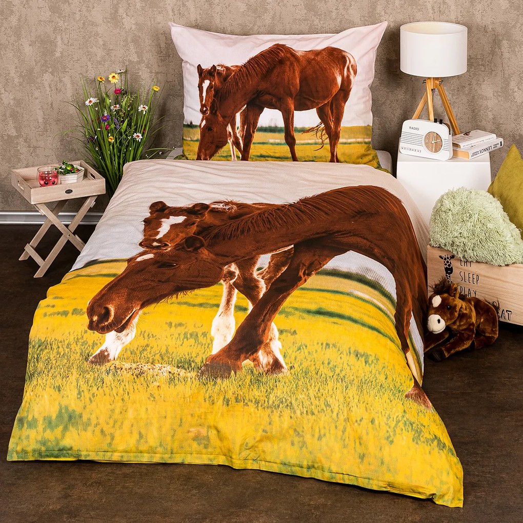 4Home Bavlnené obliečky Horses, 140 x 200 cm, 70 x 90 cm