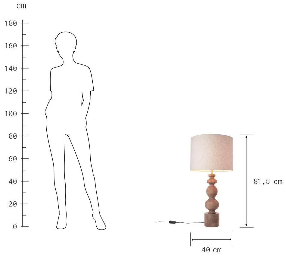 Butlers ÉCHECS Stolná lampa s podstavcom z mangového dreva 81,5 cm