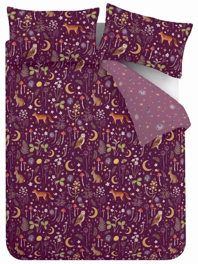 Predĺžené fialové obliečky na dvojlôžko 230x220 cm Enchanted Twilight – Catherine Lansfield