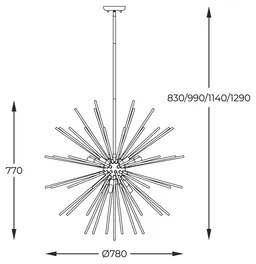 Zlaté závesné svietidlo 9xG9 URCHIN 78 cm