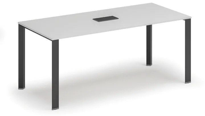 Stôl PRIMO INFINITY 1800 x 900 x 750, biela + stolná zásuvka TYP III, čierna
