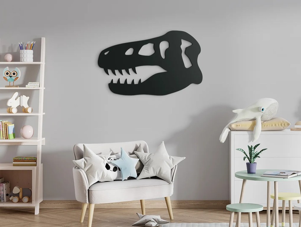 drevko Detská nálepka na stenu Hlava dinosaura Rozmer obrazu: 20 x 32,5 cm, Farba dekorácie: Čierna
