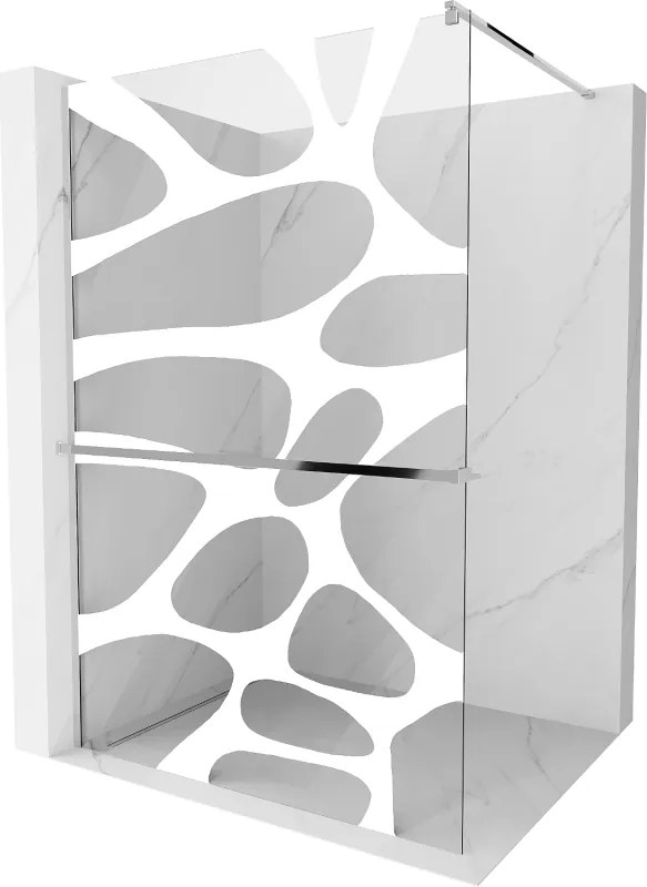 Mexen Kioto+ sprchová stena s poličkou a lištou 100 x 200 cm, biely vzor 8 mm, chrómová - 800-100-121-01-97