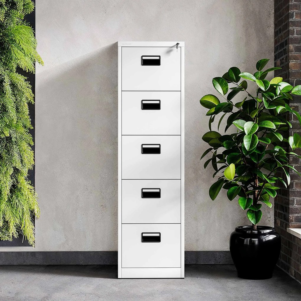 Kovová kartotéka, 5 zásuviek SARA V5, 460 x 1625.5 x 620 mm, biela