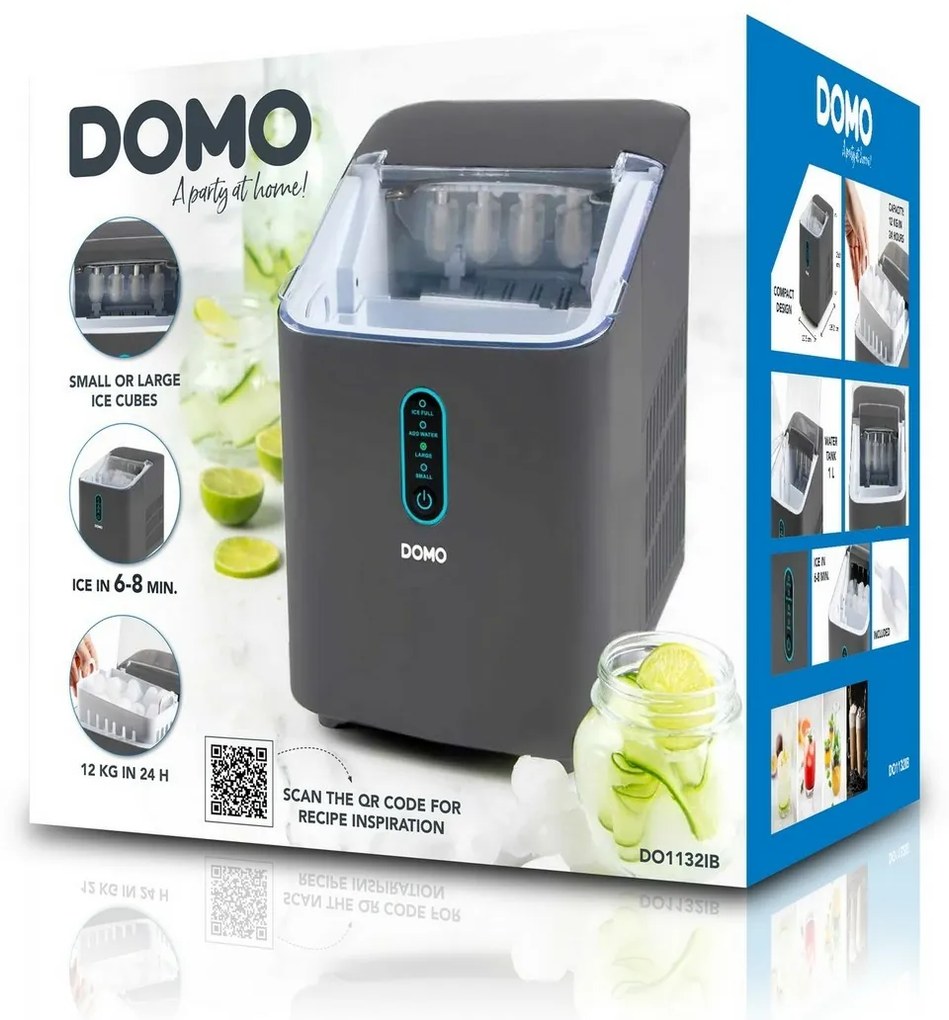 DOMO DO1132IB kompresorový výrobník ľadu, sivá