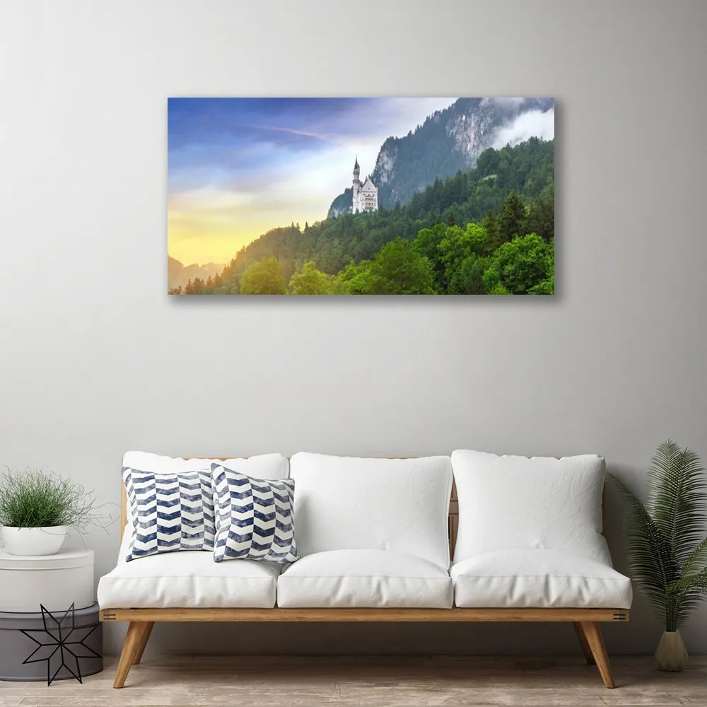 Obraz Canvas Zámok v horách les príroda 120x60 cm