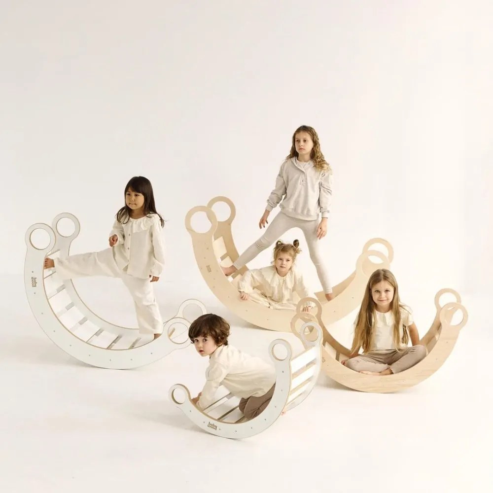 Montessori drevená hojdačka maxi čierna Biela