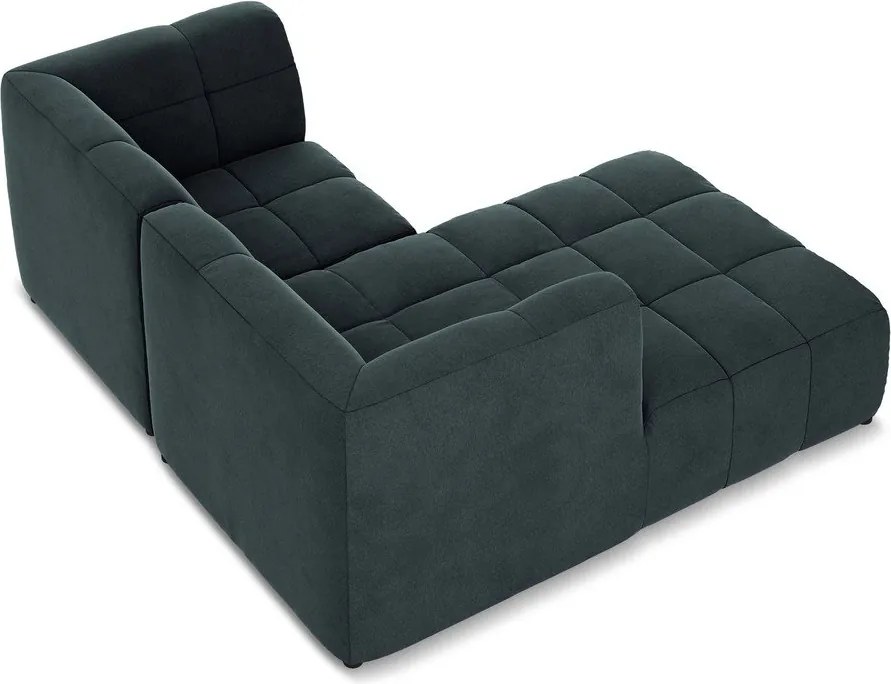 Modrá zamatová rohová pohovka (ľavý roh/s leňoškou) Aloha – Makamii