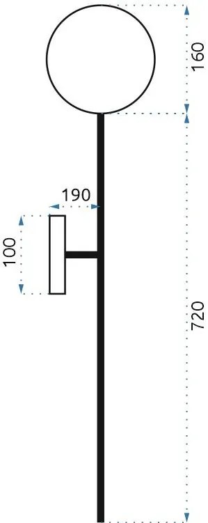 Toolight - Moderné nástenné svietidlo 90cm APP581-1W 1xE27 60W, čierna, OSW-08761