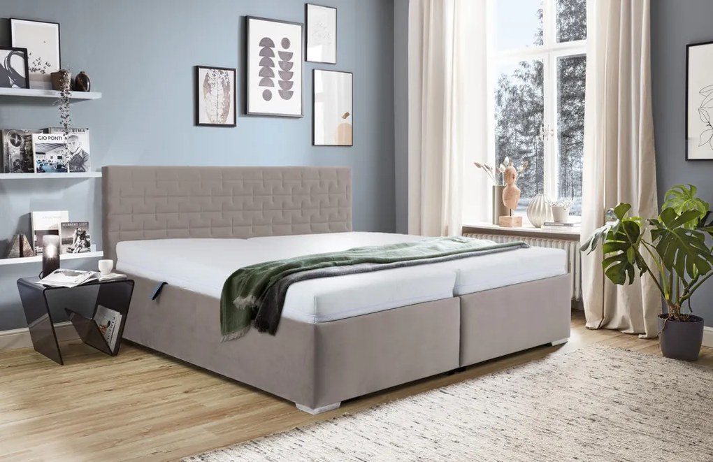 Posteľ Morty 180x200 cm, béžová látka, bez matracov