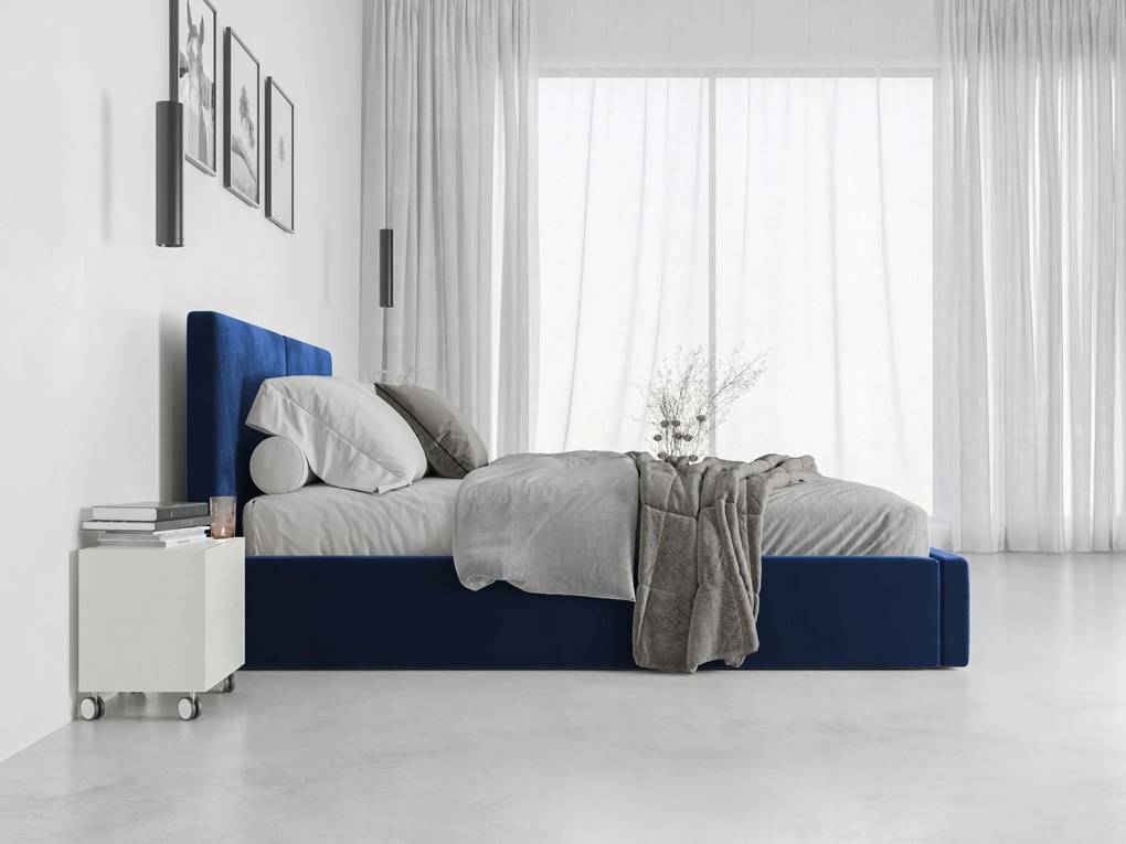 BMS GROUP Čalúnená posteľ HILTON 120x200cm výklopná modrá