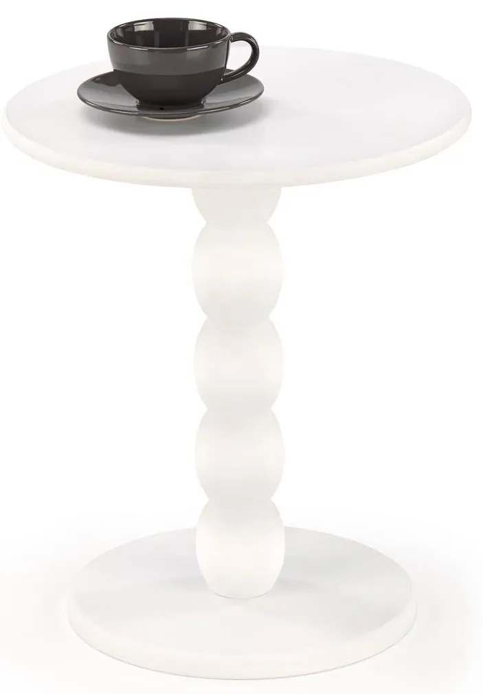 Odkladací stolík Cirilla 40 cm z masívu biely