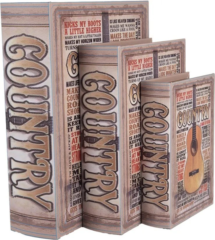 Storage Box Set Of 3 Books 27 /22 /17 Cm Beige Wood - (3) 27*22*7 / 22*17*6 / 17*12*4 cm