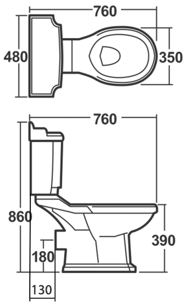 Aqualine Sapho, ANTIK WC kombi misa, biela