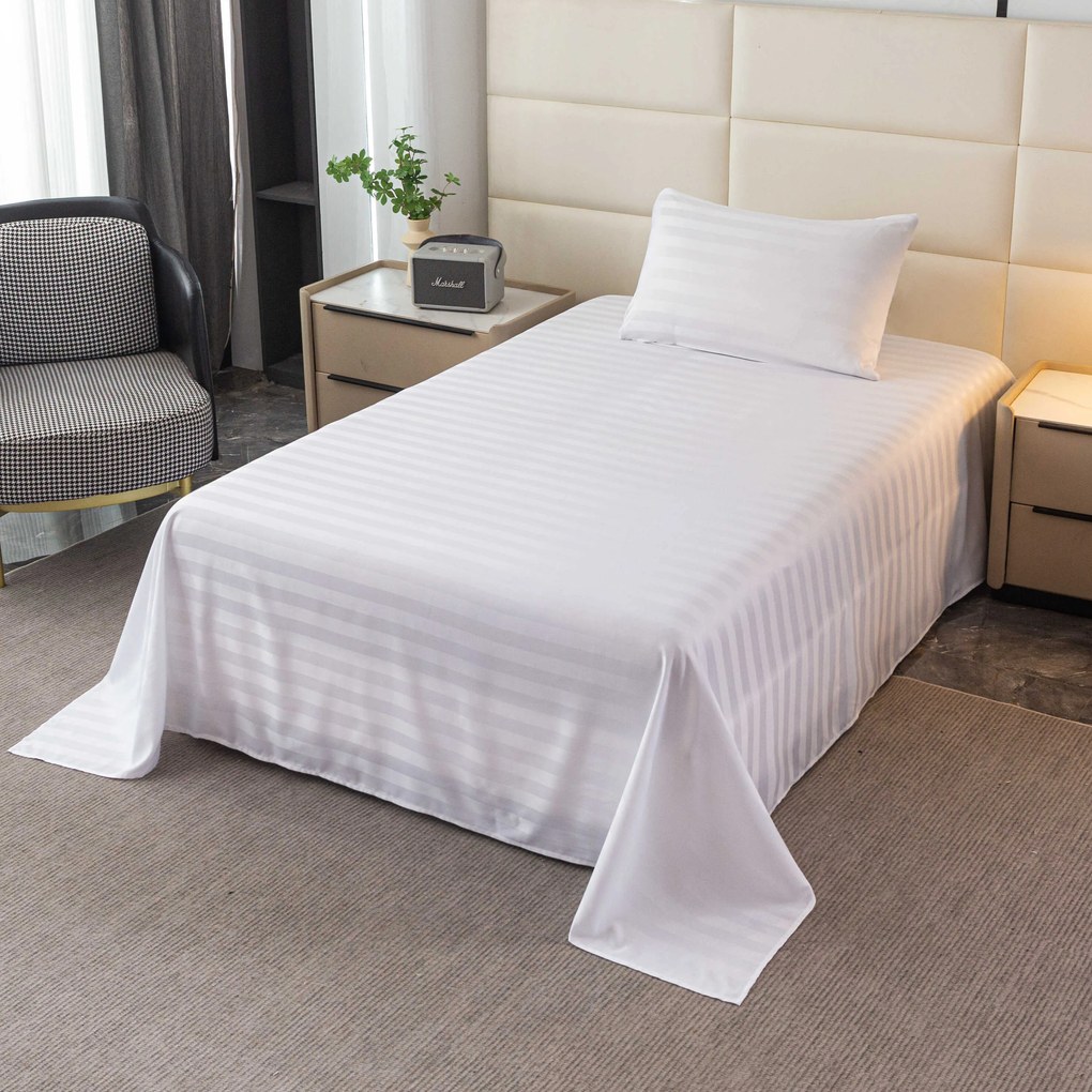 Hotelová plachta z mikrovlákna 140x240 cm a povlak na vankúš 50x70 cm JASMINE, biele. Typ zapínania: Hotelové vrecko