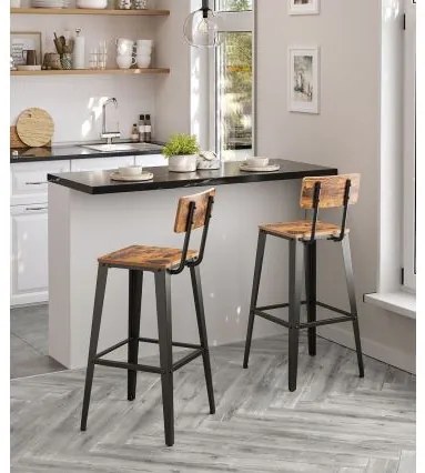 Súprava 2 ks barových stoličiek Vasagle Kori hnedá/čierna