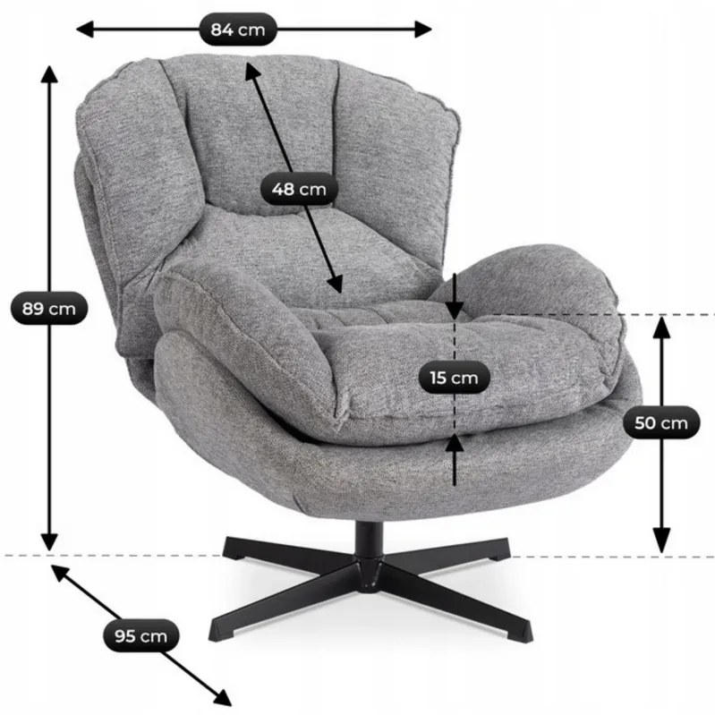 Relaxačné otočné kreslo DALILA sivé