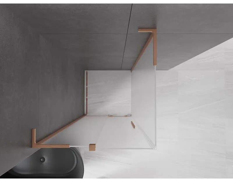 Mexen Velar L, sprchový kút s posuvnými dverami 90 x 90 cm, 8mm sklo námraza, medená matná, 871-090-090-33-65