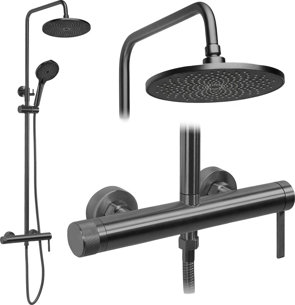 Rea RIVO, sprchová súprava s pákovou batériou, grafitová, REA-P9497