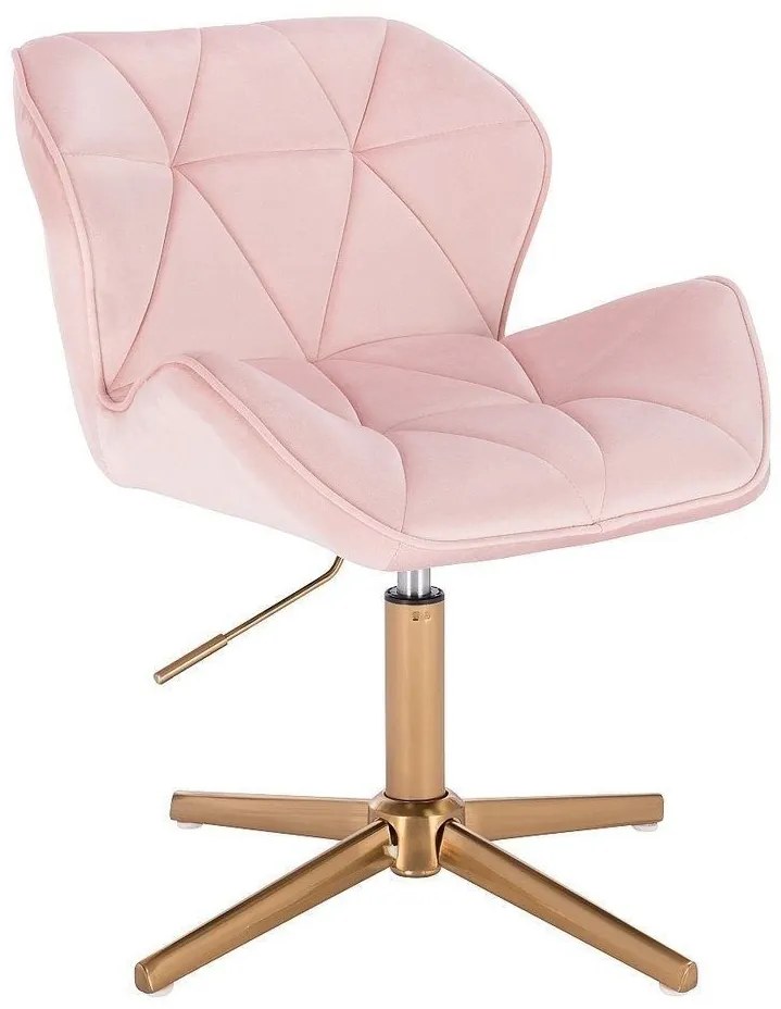 LuxuryForm DESIGN Stolička MILANO VELUR na zlatom kríži - svetloružová