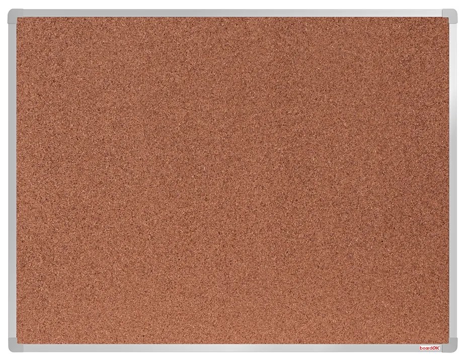 Korková nástenka boardOK v hliníkovom ráme, 1200 x 900 mm, eloxovaný rám