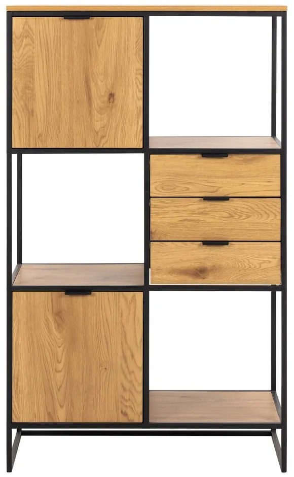 Čierna knižnica v dekore duba 85x141 cm Swindon - Actona