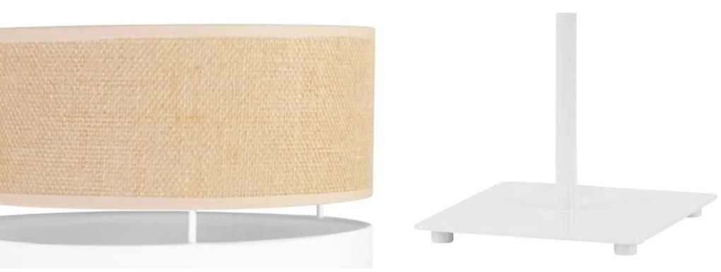 Stolná lampa Juta, 1x jutové/biele textilné tienidlo, n, w