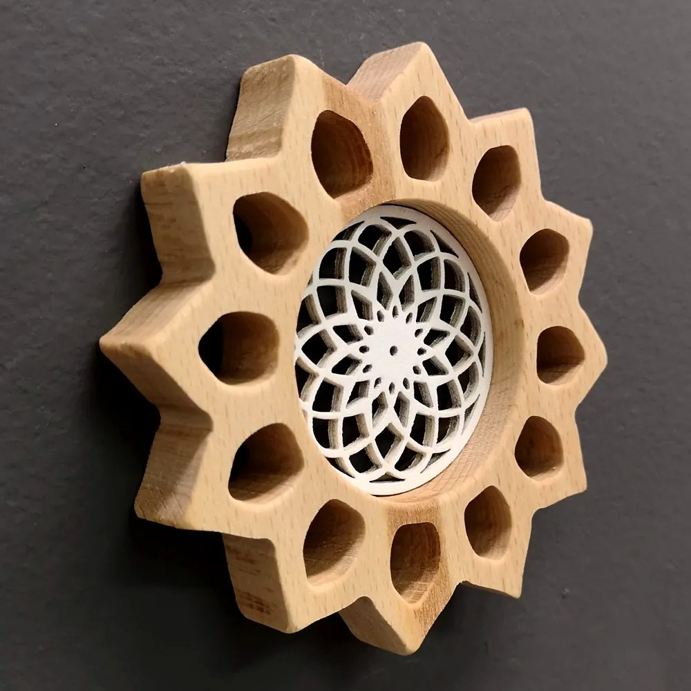 AMADEA Mandala s vkladom na zavesenie, masívne drevo, priemer 12 cm