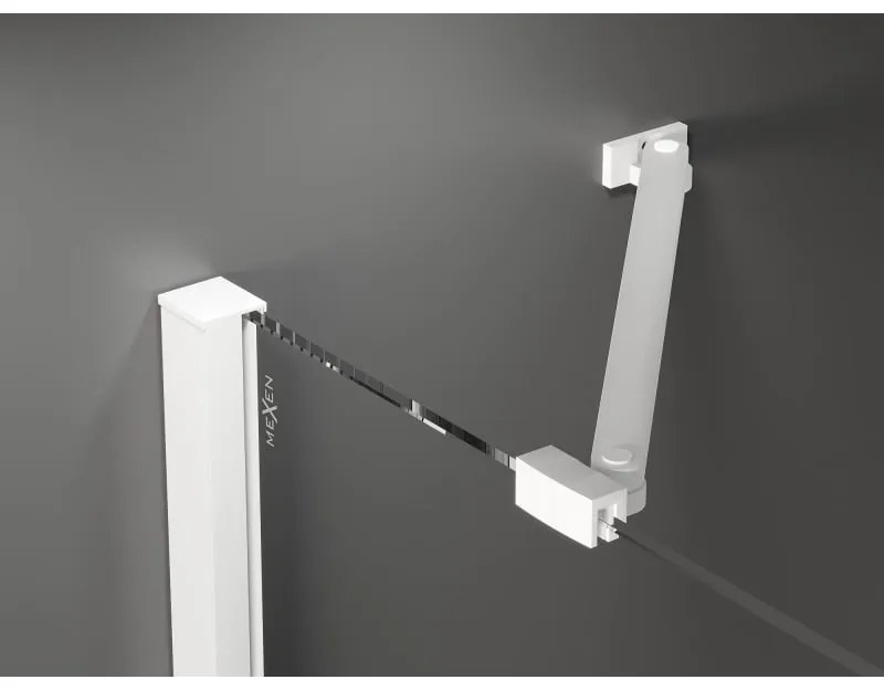 Mexen Velar Duo, posuvné sprchové dvere do otvoru 150 cm, 8mm šedé sklo, biela matná, 871-150-000-42-20