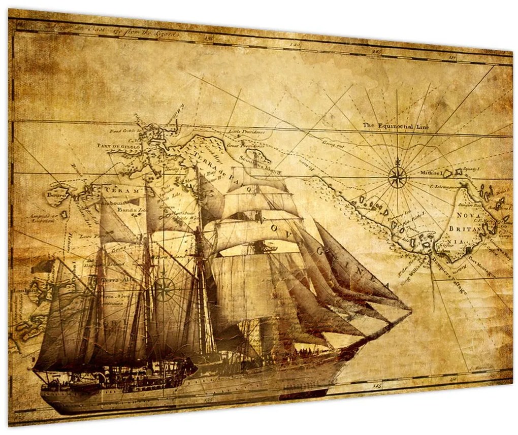 Obraz - Stará mapa (90x60 cm)