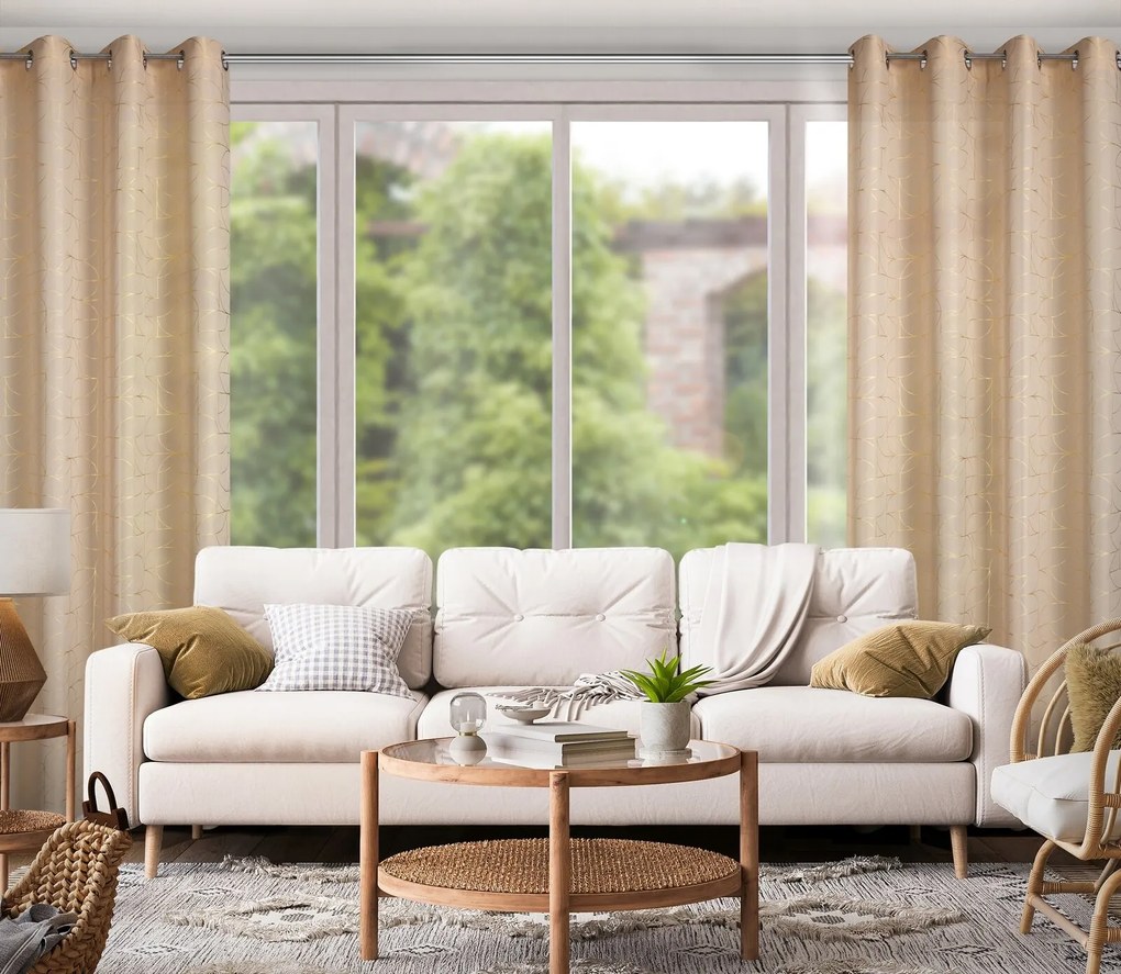 ZÁVES NA KRÚŽKOCH EVI 140X250 CM BÉŽOVÁ