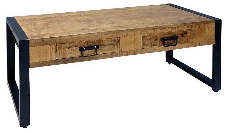 Konferenčný stolík z mangového dreva Atlanta 120 cm s 2 zásuvkami Mahom