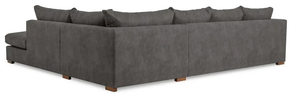 Antracitová rohová pohovka z imitácie kože (pravý roh) Hamburg – Scandic