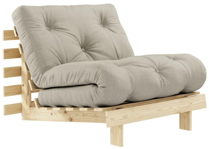 Rozkladacie kreslo s béžovým ľanovým poťahom Karup Design Roots Raw/Linen