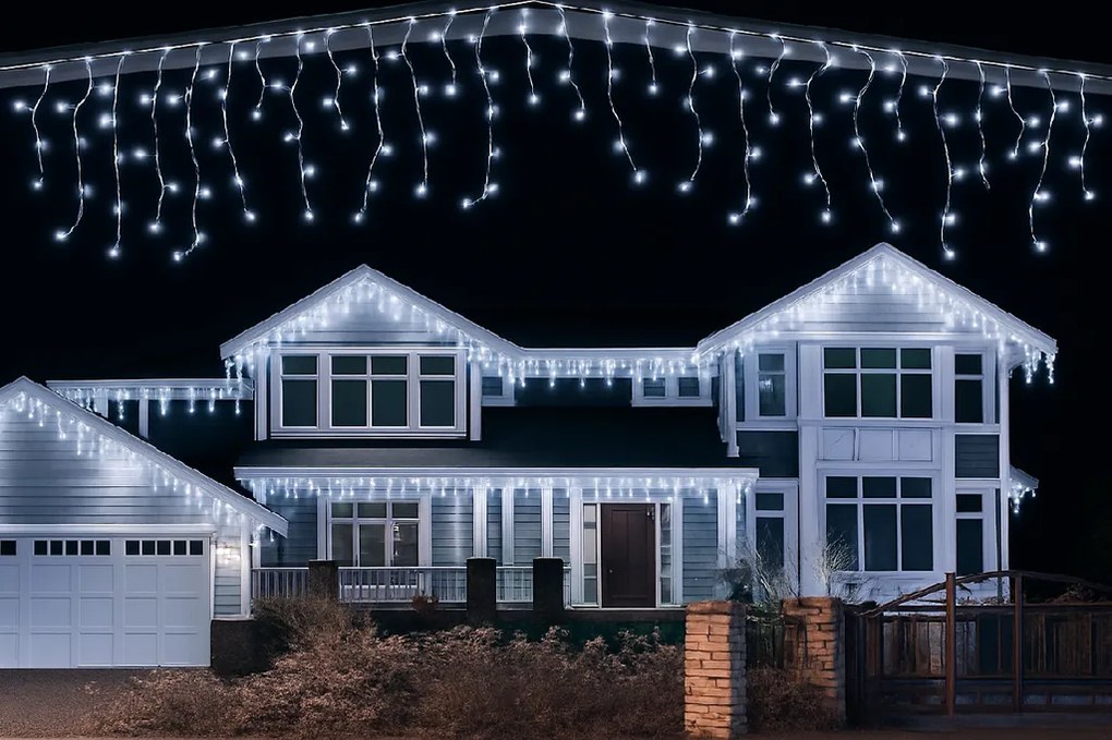 Vianočné svetielka LED záclona FLASH studená biela 500 LED