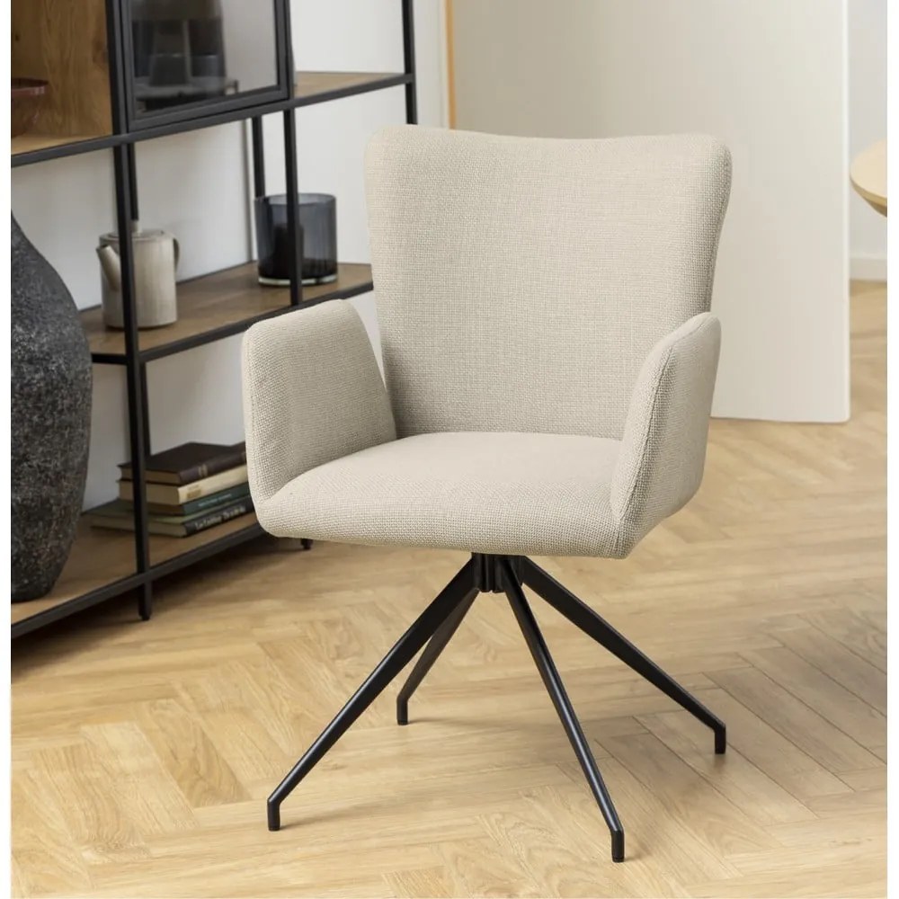 Béžové čalúnené jedálenské kreslá v súprave s podrúčkami 2 ks Laura – Actona