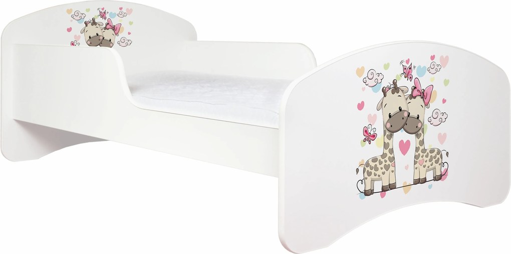 MAXMAX Detská posteľ bez zásuvky 140x70cm ZAMILOVANÉ ŽIRAFY + matrace ZADARMO! 140x70 pre dievča NIE
