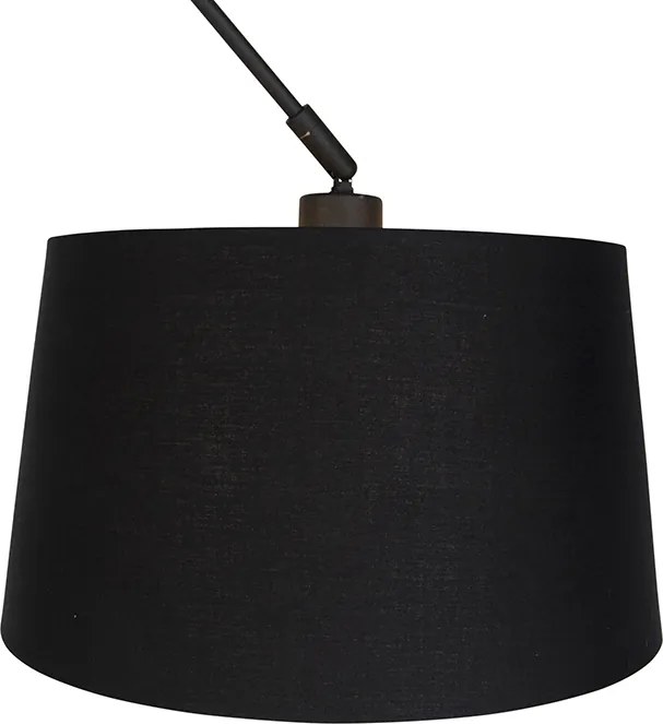 Závesné svietidlo čierne s čiernym a zlatým tienidlom z bavlny 35 cm - Blitz