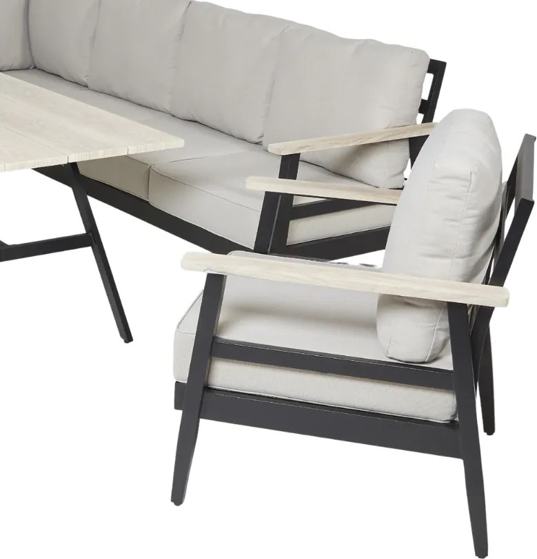 CH Rohový hliníkový záhradný nábytok - antracit, béžové vankúše