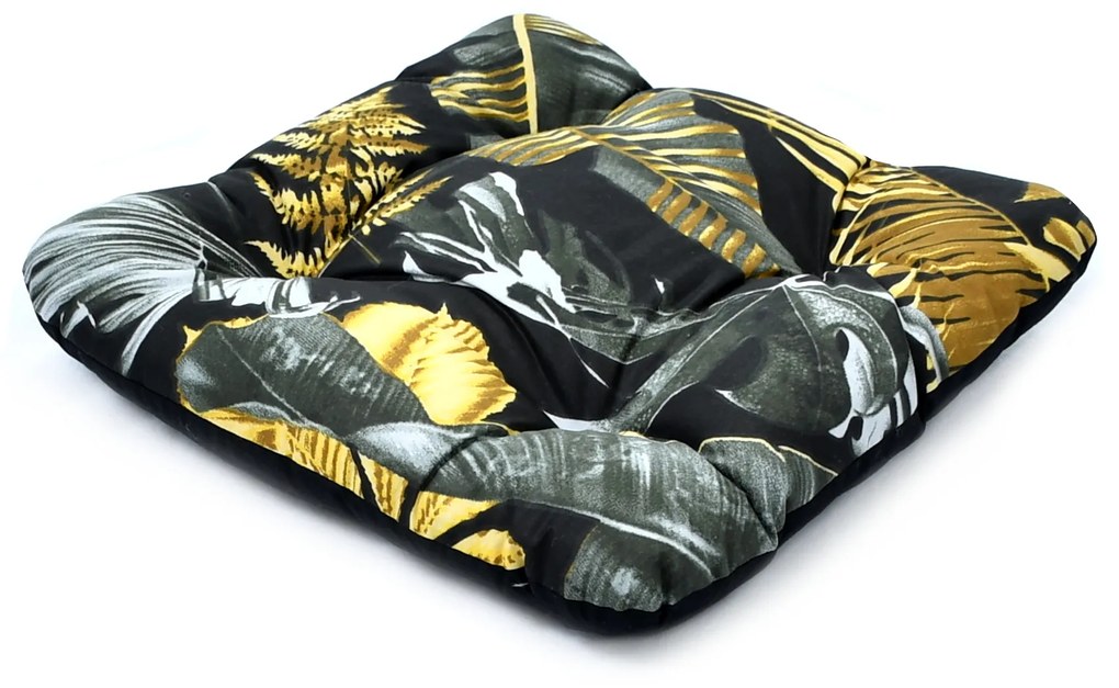 Podsedák na stoličku 40x40 cm - šedo/zlaté listy