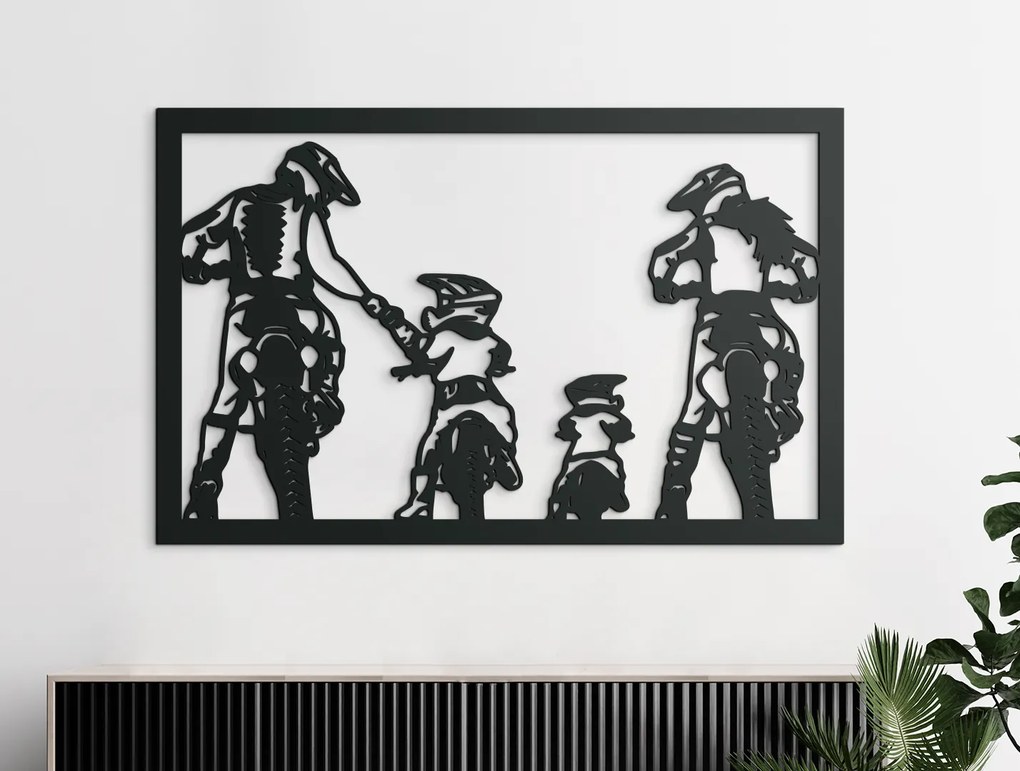 drevko Obraz na stenu Motorkárska rodinka Rozmer obrazu: 41 x 65 cm, Farba dekorácie: Čierna