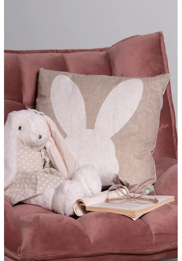 Béžová obliečka na vankúš s hlavou zajačika - 45*45cm